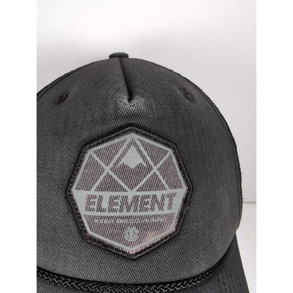 Element Mesh Snap Back Trucker Hat One Size Dark Gray Herringbone Pattern Patch - Picture 3 of 14